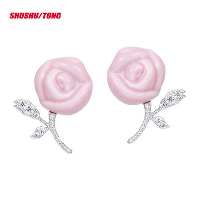 Spring Fashion Ceramic Rose Earrings Stylish &amp; Trendy