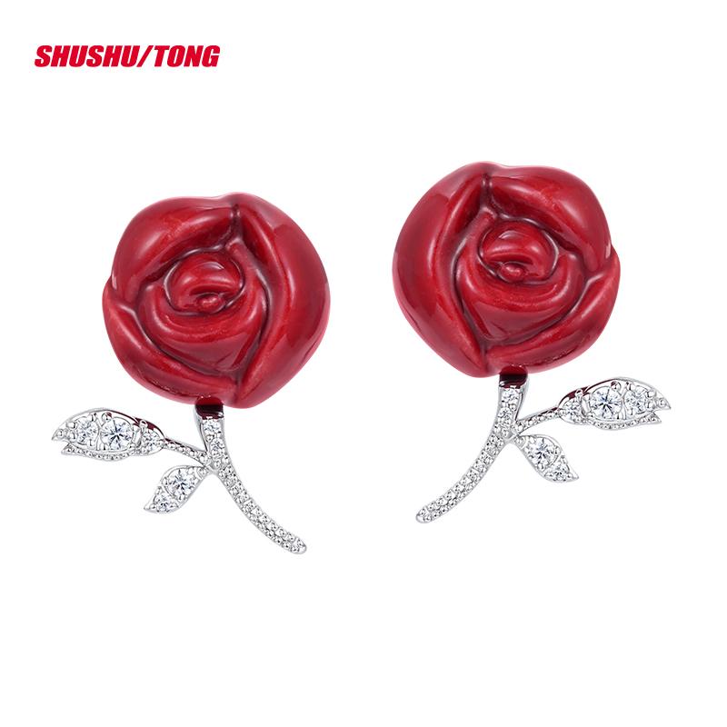 Spring Fashion Ceramic Rose Earrings Stylish &amp; Trendy