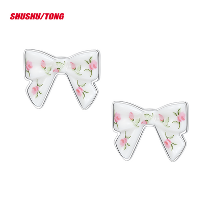 Spring Fashion Elegant Ceramic Bow Earrings