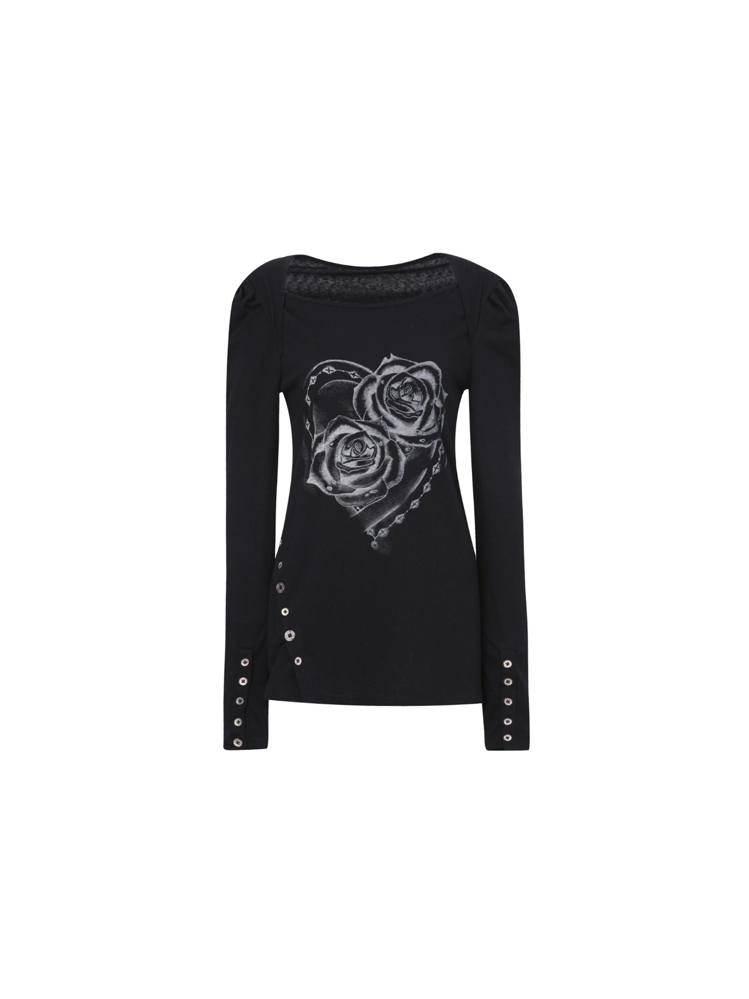 Spring Summer Square Neck Ballet T-shirt with Puff Sleeves