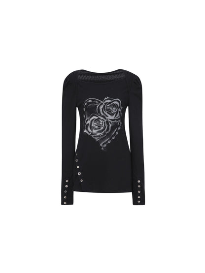 Spring Summer Square Neck Ballet T-shirt with Puff Sleeves