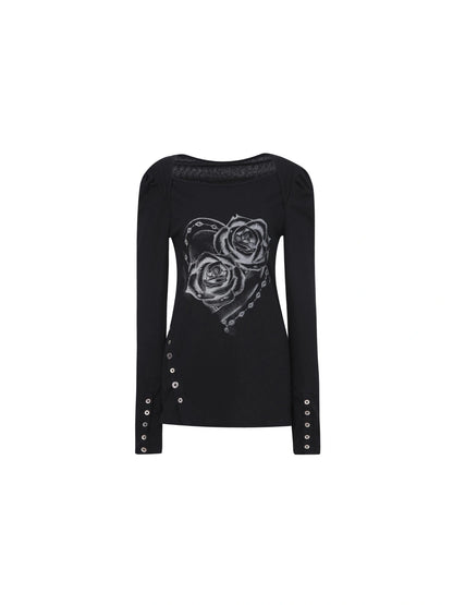 Spring Summer Square Neck Ballet T-Shirt With Puff Sleeves