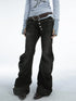 Stacked Flared Pants For Women Black Grey Denim Stretch Jeans