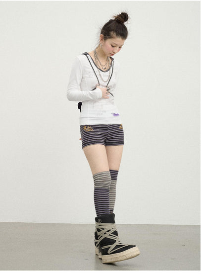 Star Rain Hooded Color Block Slim Fit Long Sleeve Cotton Tee