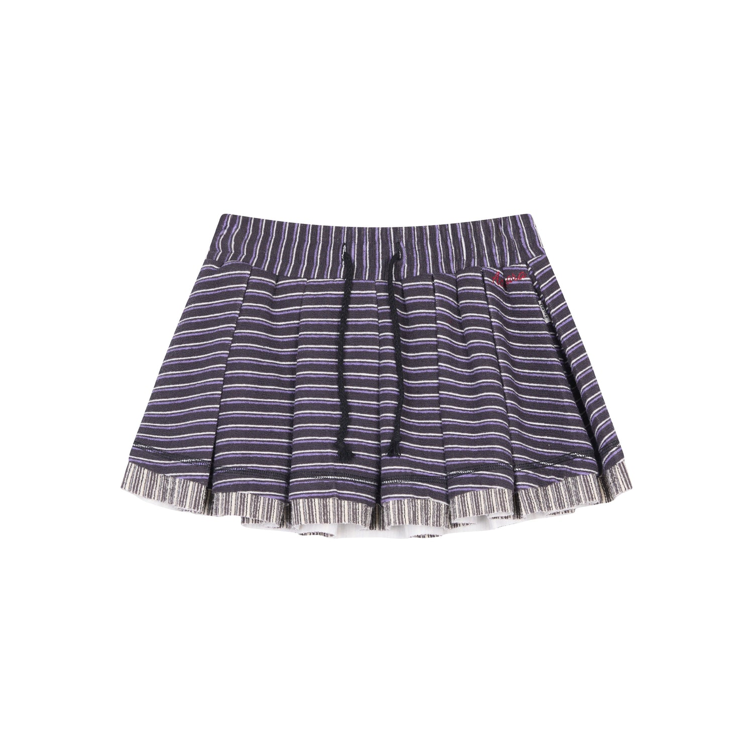 Achihara Breton Star Spot Pleated Mini Skirt Stretch Knit A Line