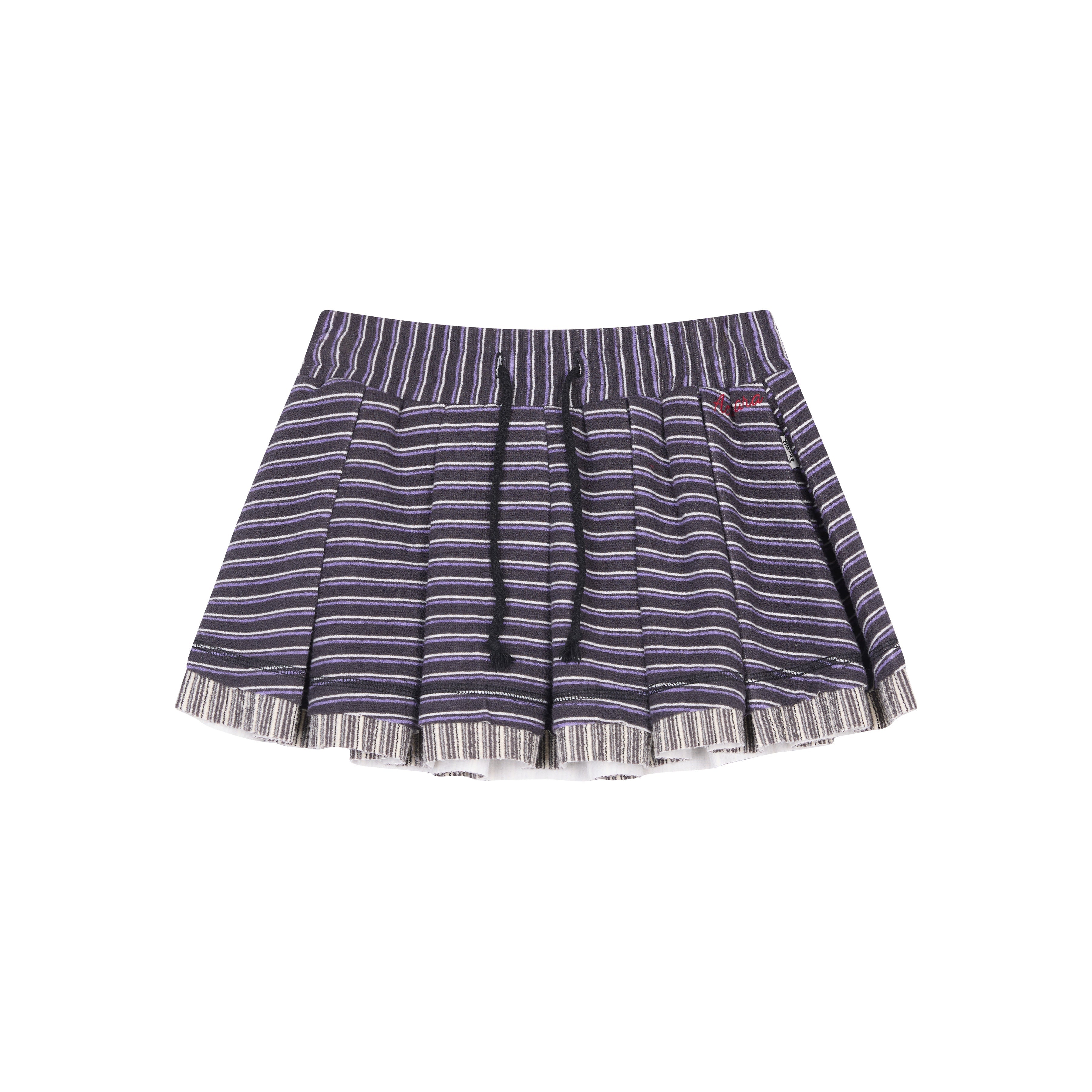 Achihara Breton Star Spot Pleated Mini Skirt Stretch Knit A Line