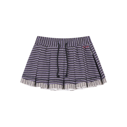 Achihara Breton Star Spot Pleated Mini Skirt Stretch Knit A Line