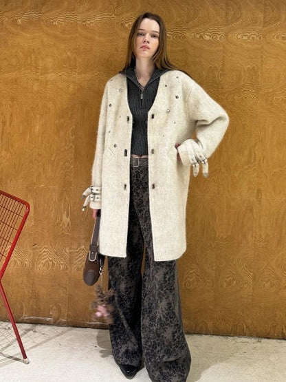 Starry Nail Wool Blend Trench Coat