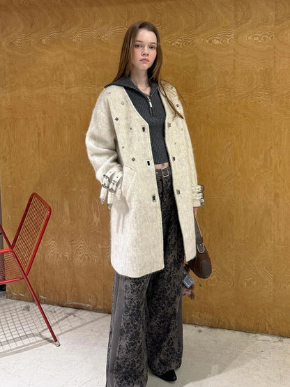 Starry Nail Wool Blend Trench Coat