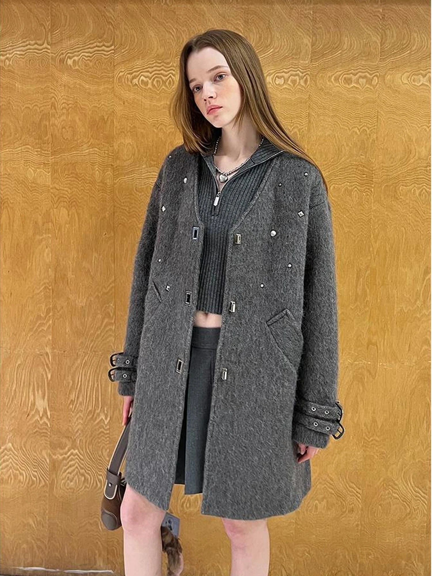 Starry Nail Wool Blend Trench Coat