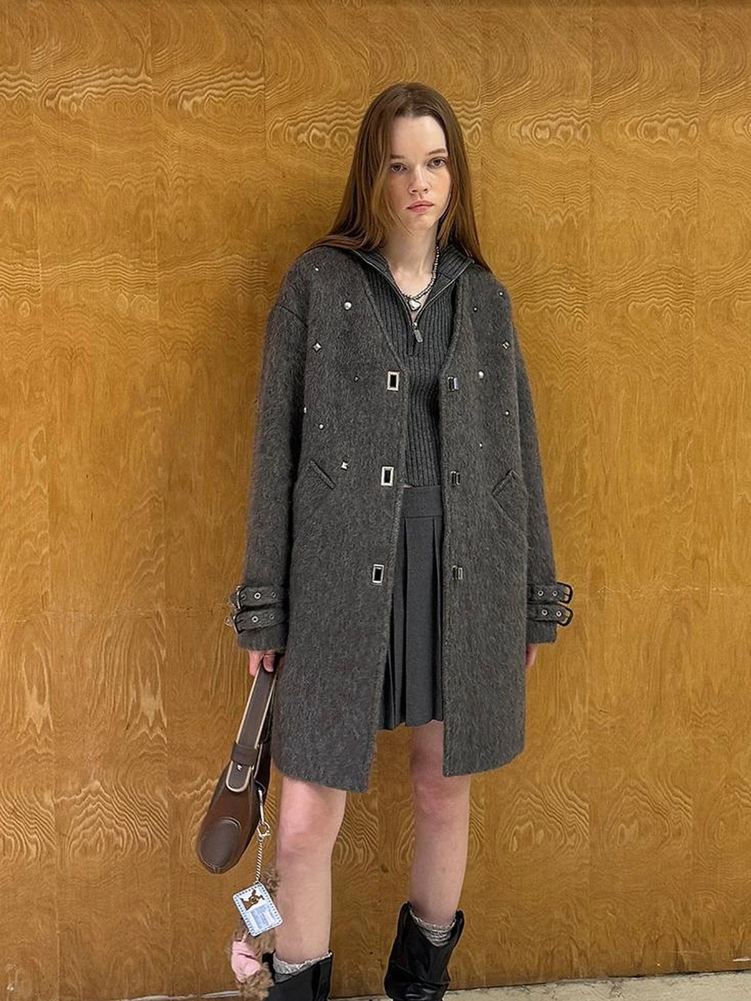 Starry Nail Wool Blend Trench Coat