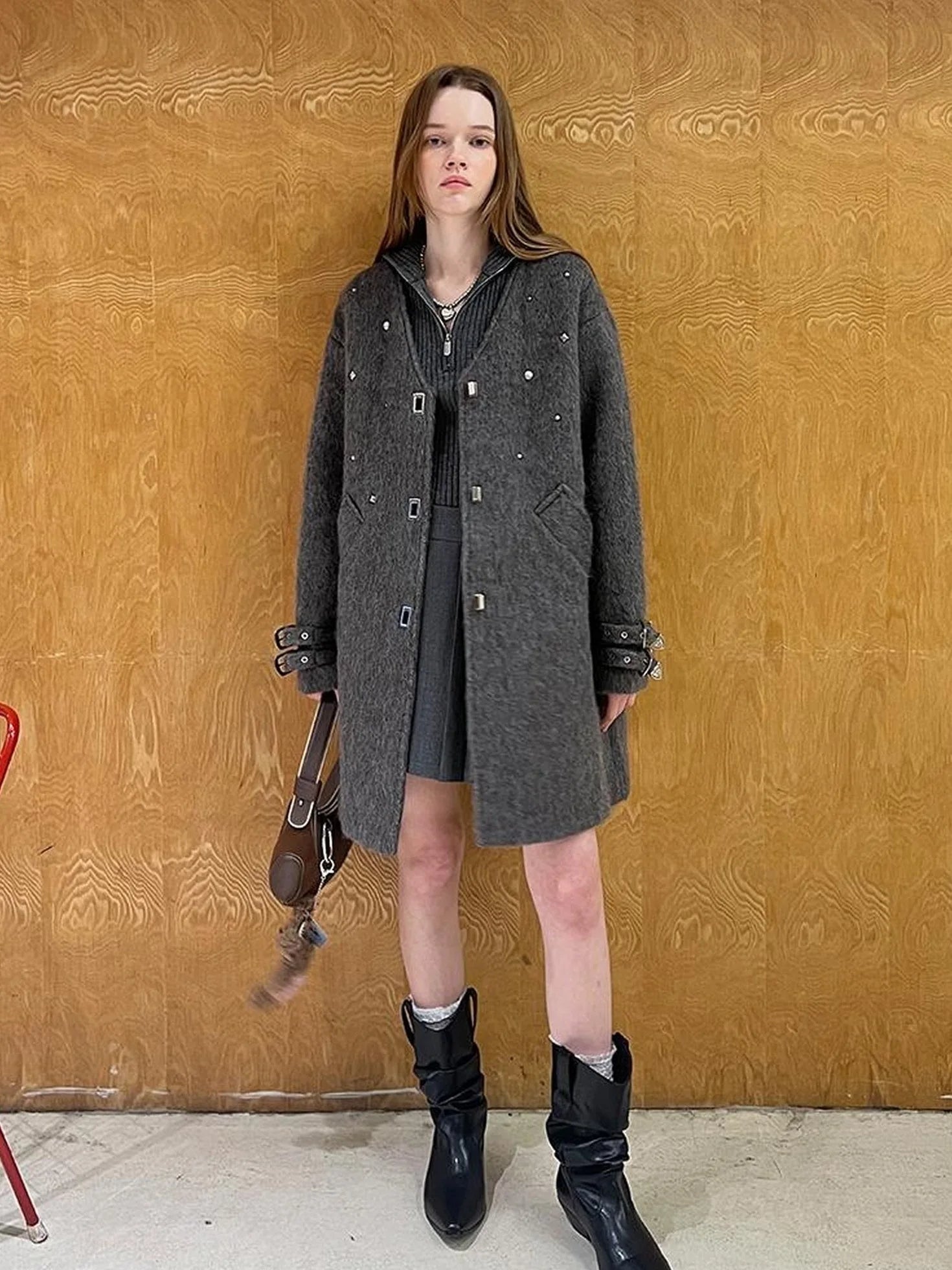 Starry Nail Wool Blend Trench Coat