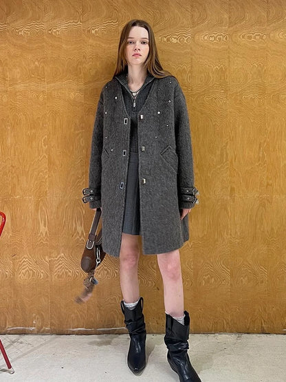 Starry Nail Wool Blend Trench Coat