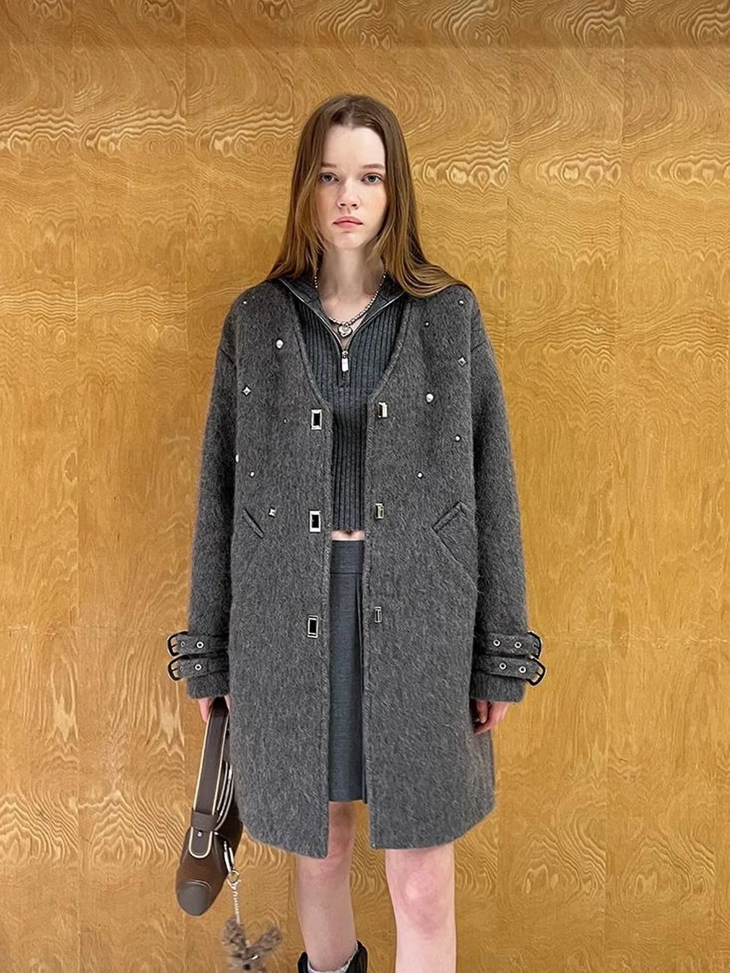 Starry Nail Wool Blend Trench Coat
