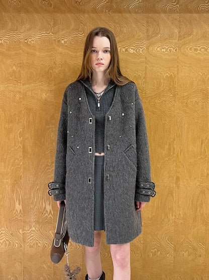 Starry Nail Wool Blend Trench Coat