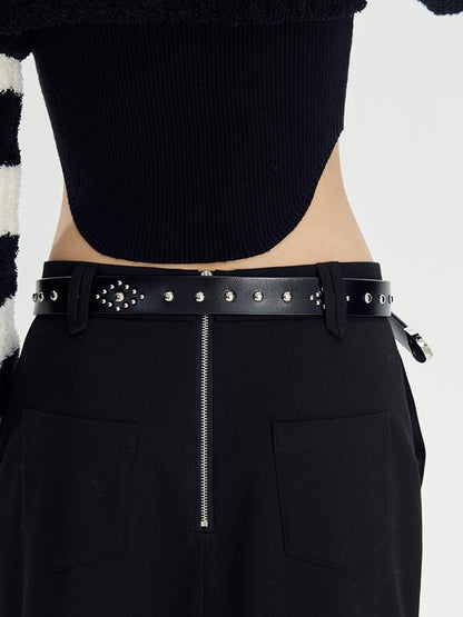 DIDDI MODA Straight Pocket Utility Skirt High Waist A Line Workwear Skirt