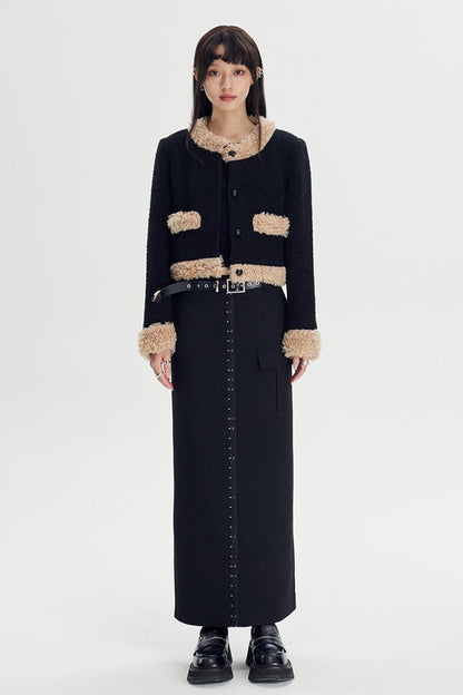 DIDDI MODA Straight Pocket Utility Skirt High Waist A Line Workwear Skirt