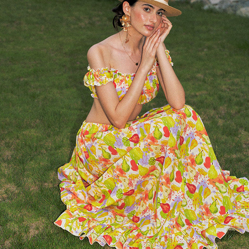 Update Anti Being General One Shoulder Floral Print Resort Maxi Dress Set