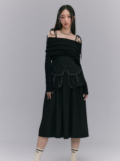 DIDDI MODA Strappy Utility Dress With Adjustable Ties Patch Pockets
