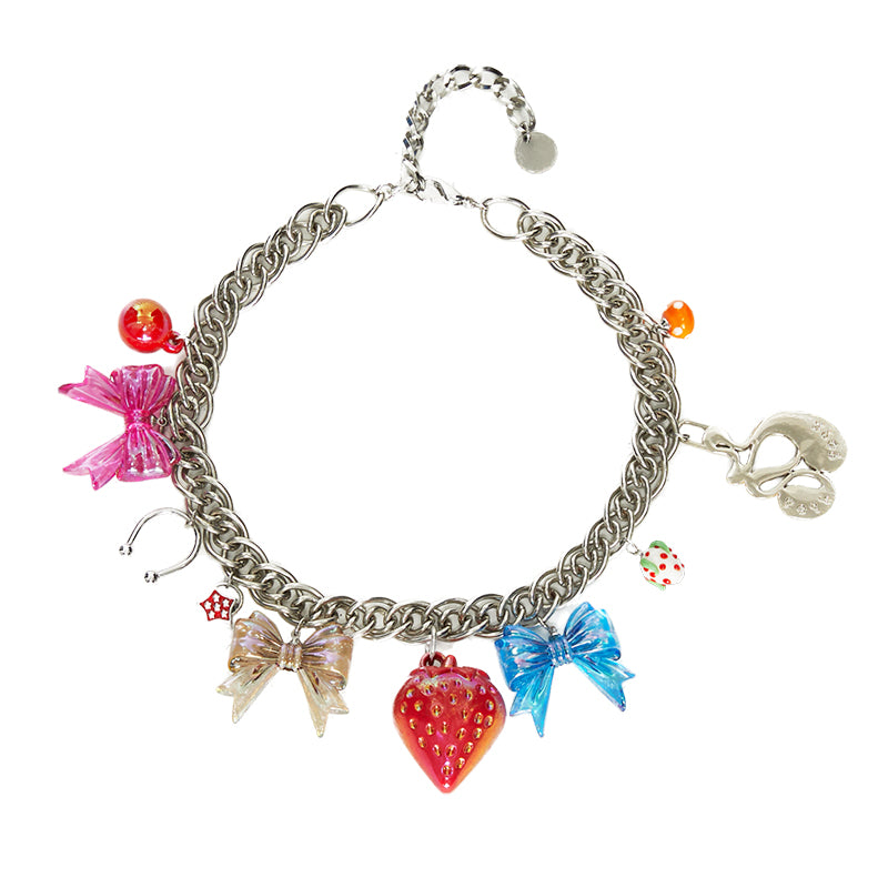 YOSHUYUKI  Strawberry Bow Metal Necklace