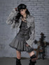 Street Punk Distressed Washed Cropped Striped Jacket Spring Coat