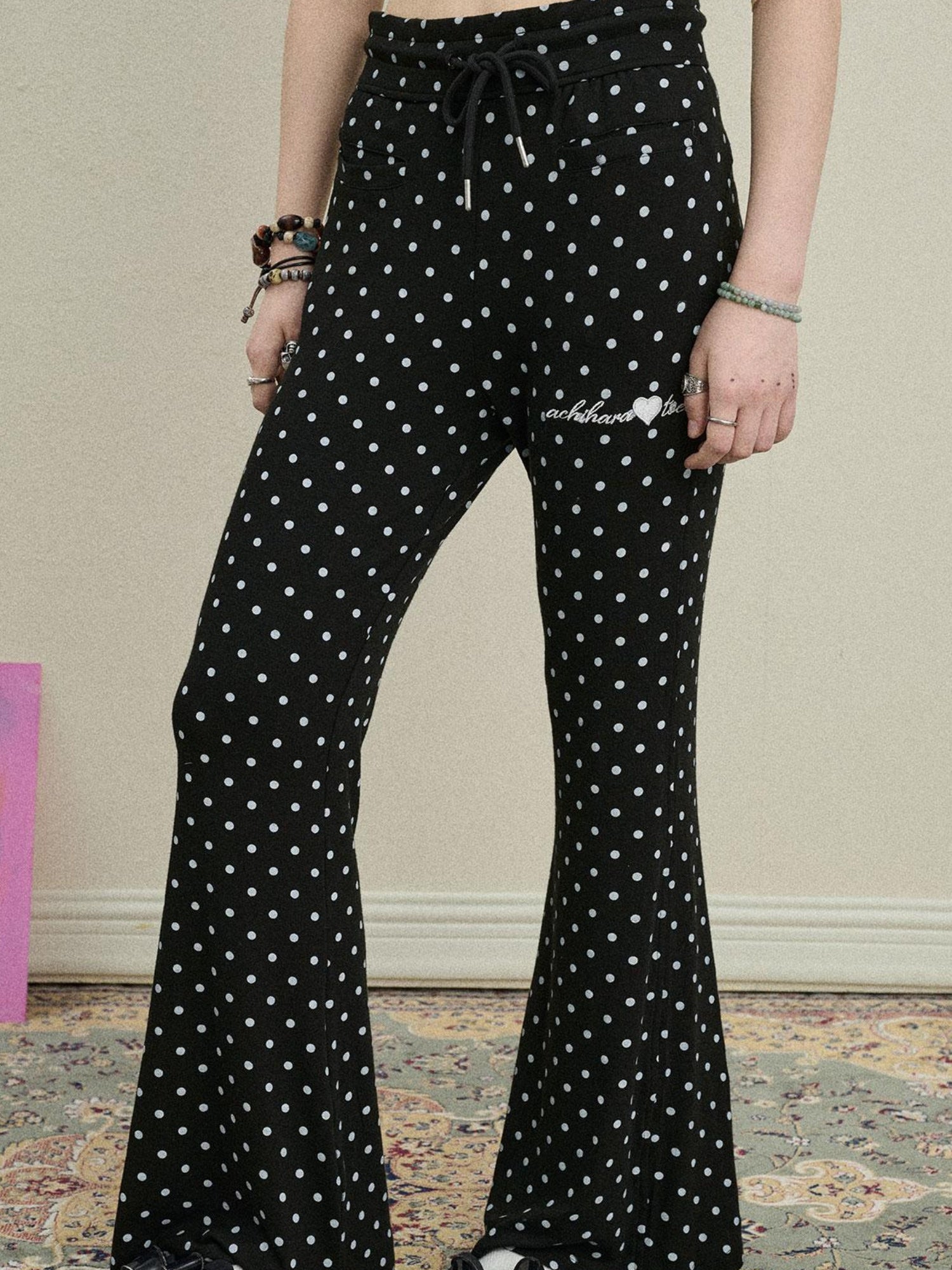 Achihara Stretch Acrylic Cotton Blend Flared Pants Toee