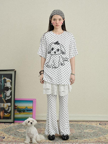 Achihara Stretch Acrylic Cotton Blend Flared Pants Toee