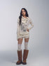 NONAME SPACE Stretch Cable Knit Suit With Detachable Sleeves And Deform Neckline