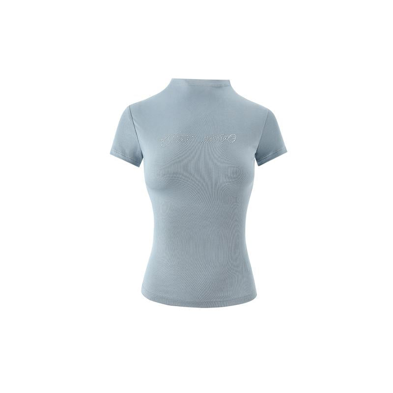 Stretch Modal V-Neck Fitted T-Shirt With Rhinestonest-Shirts