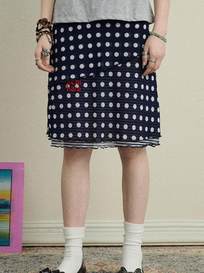 Achihara Stretchy Jam Print Skirt With Dots In Dresses