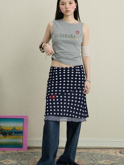 Achihara Stretchy Jam Print Skirt With Dots In Dresses