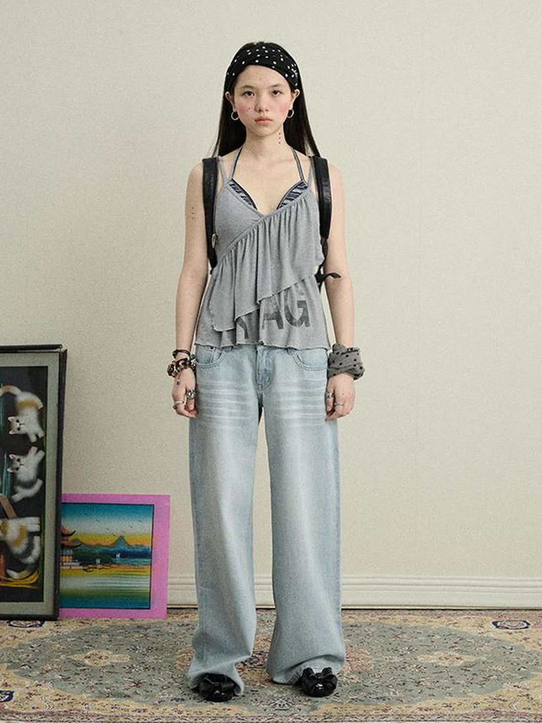 Achihara Stretchy Viscose Jersey Camisole With Chestnut Print Tops
