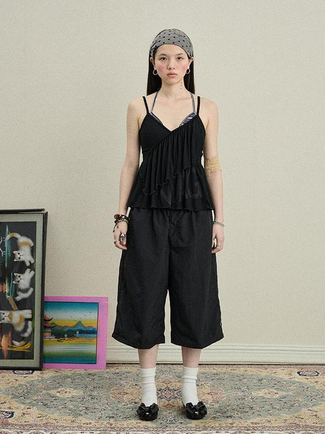 Achihara Stretchy Viscose Jersey Camisole With Chestnut Print Tops