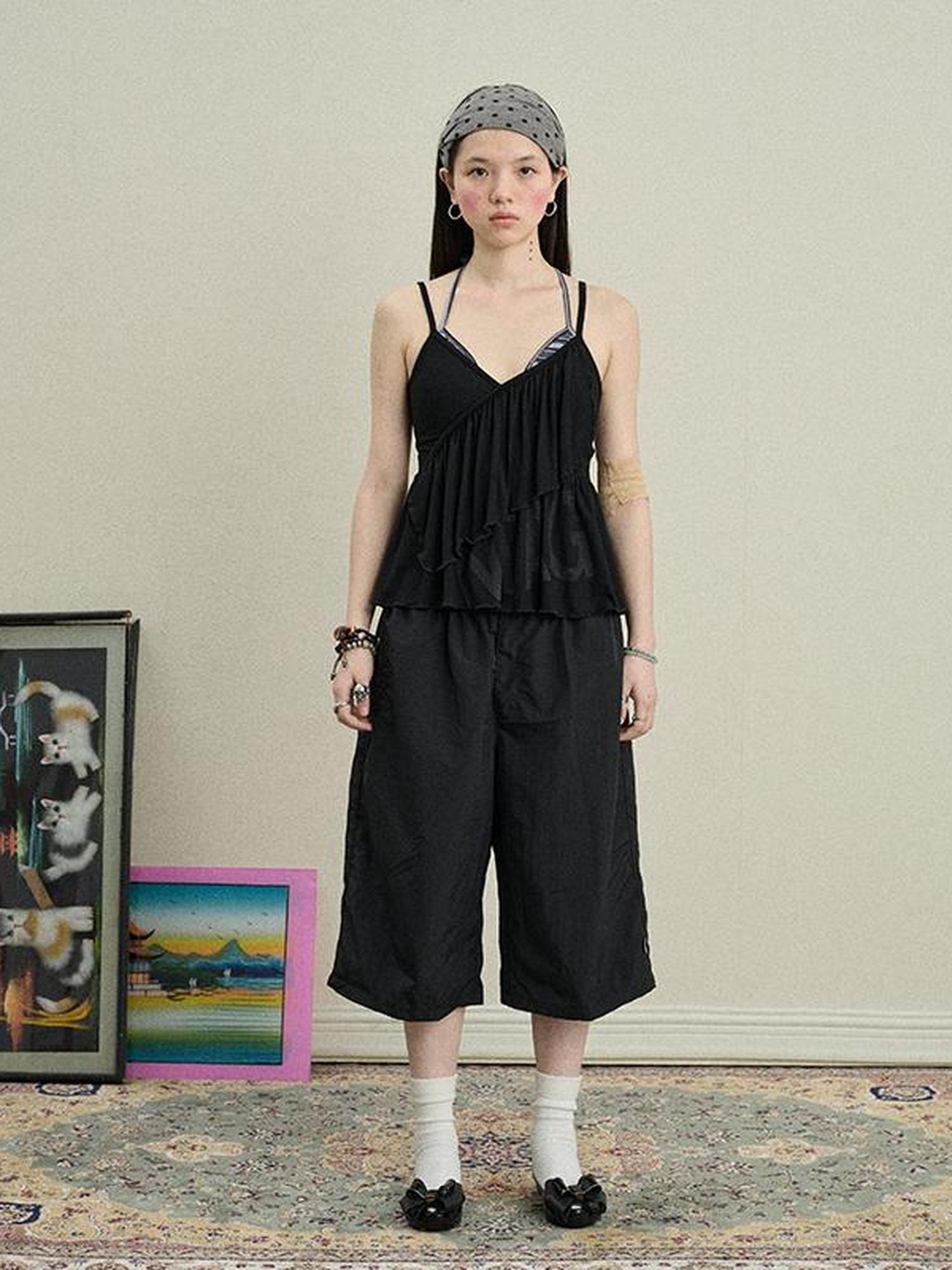 Achihara Stretchy Viscose Jersey Camisole With Chestnut Print Tops