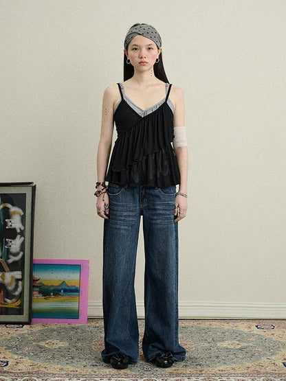 Achihara Stretchy Viscose Jersey Camisole With Chestnut Print Tops