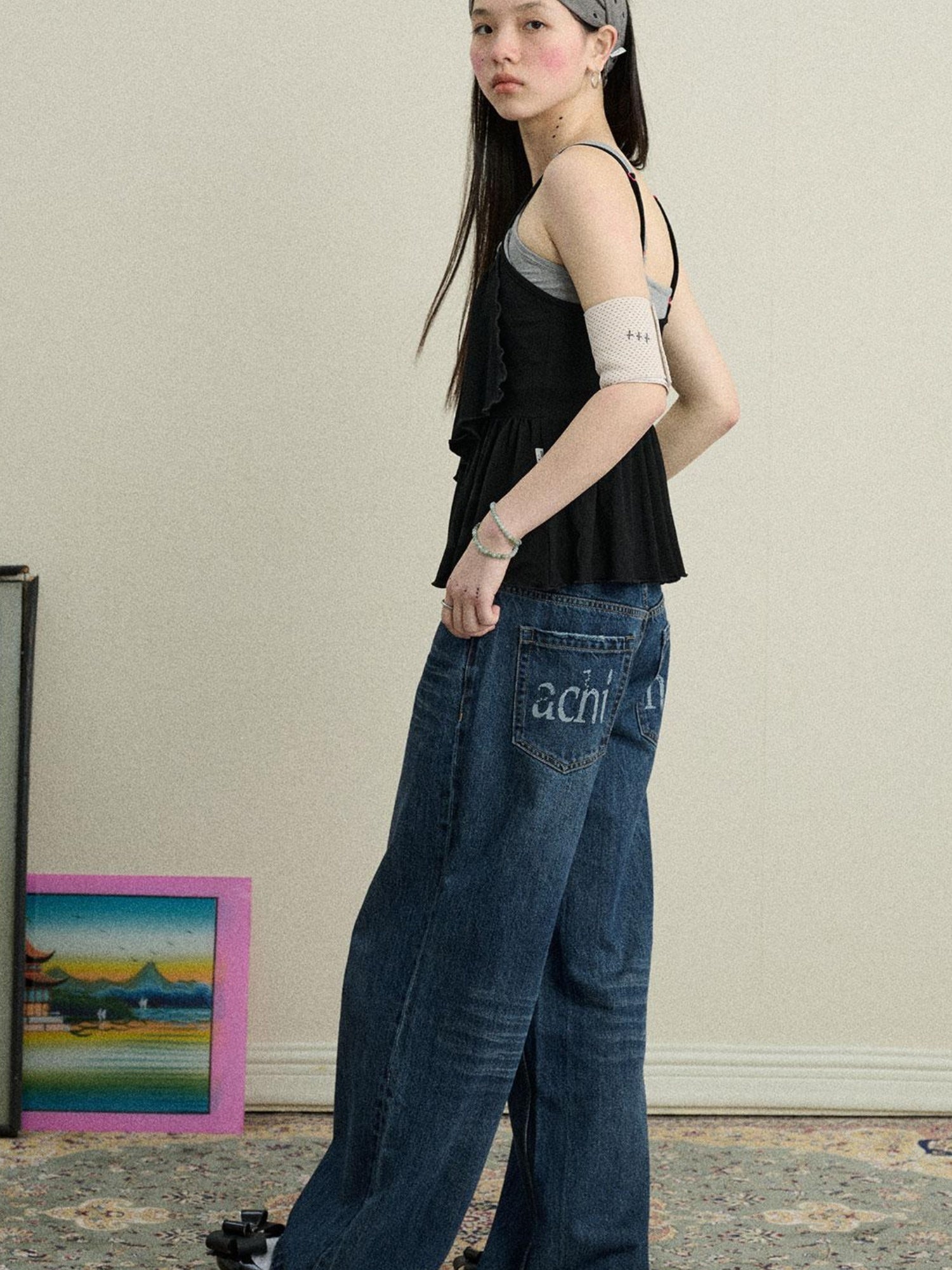 Achihara Stretchy Viscose Jersey Camisole With Chestnut Print Tops