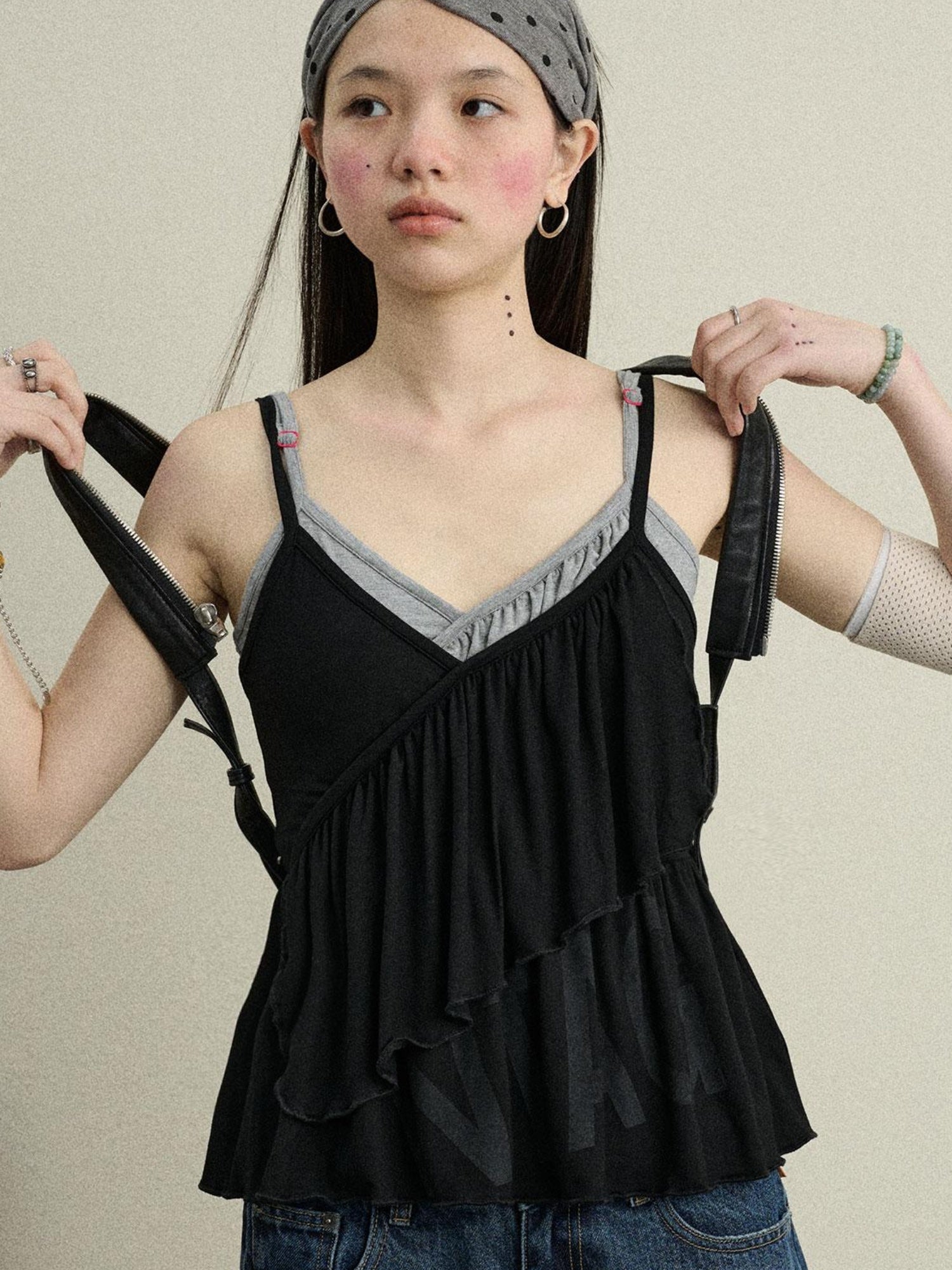 Achihara Stretchy Viscose Jersey Camisole With Chestnut Print Tops