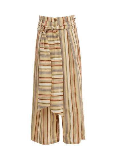 Contrast Stripe Wide Tie Waist Trousers