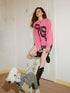 DIDDI MODA Striped Bow Knit Sweater Women Soft Loose Round Neck Mink Imitation Sweater