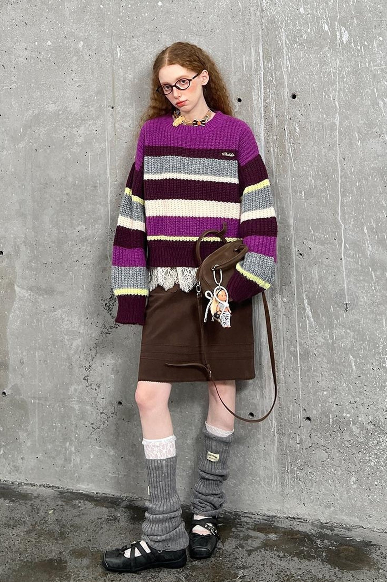 DIDDI MODA Striped Dragon Cowdog Knit Set