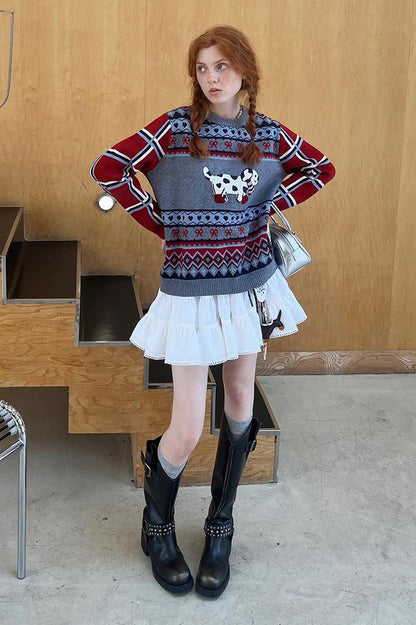 DIDDI MODA Striped Dragon Cowdog Knit Set