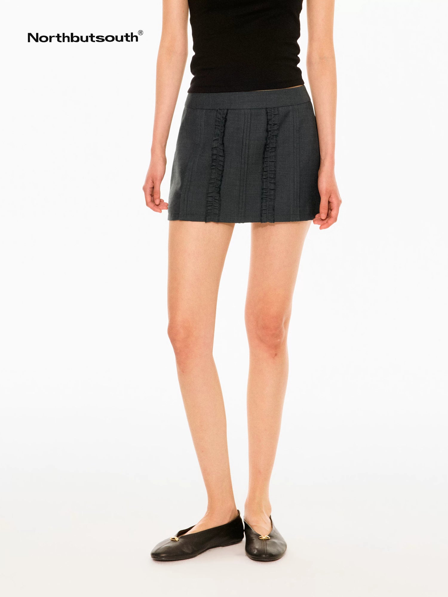 Structured Accordion Pleats A Line Ruffle Hem Women&