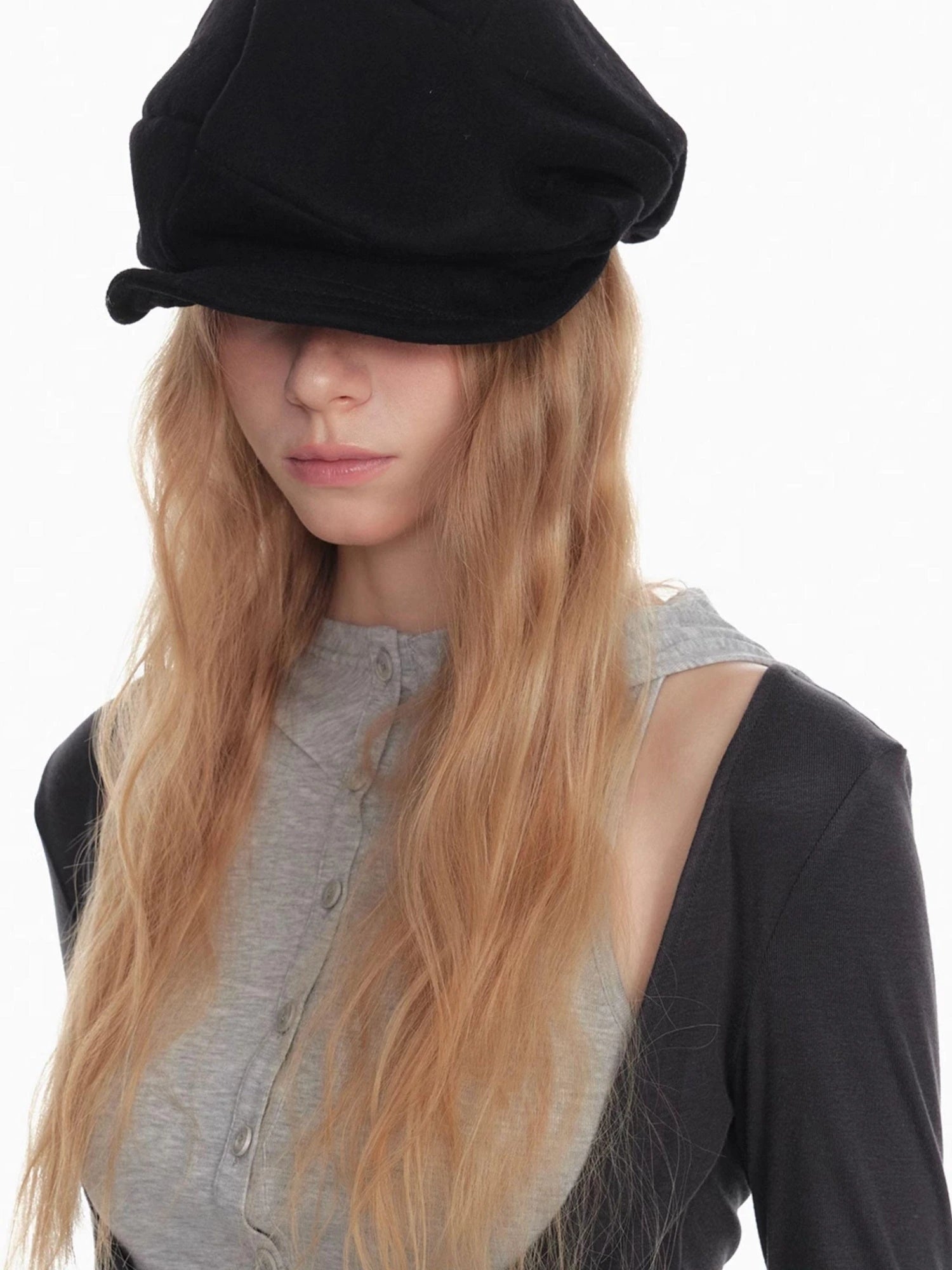 Stylish Black White Octagon Beret For Women Painter Hat