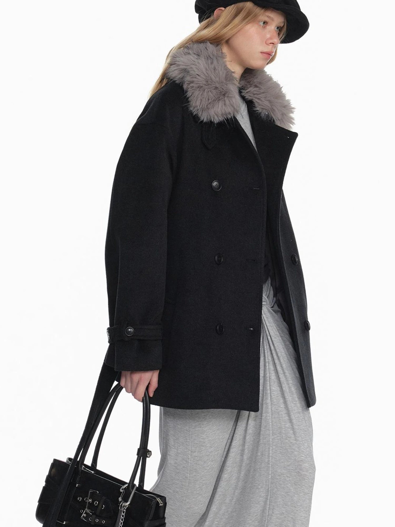 Stylish Black White Octagon Beret For Women Painter Hat