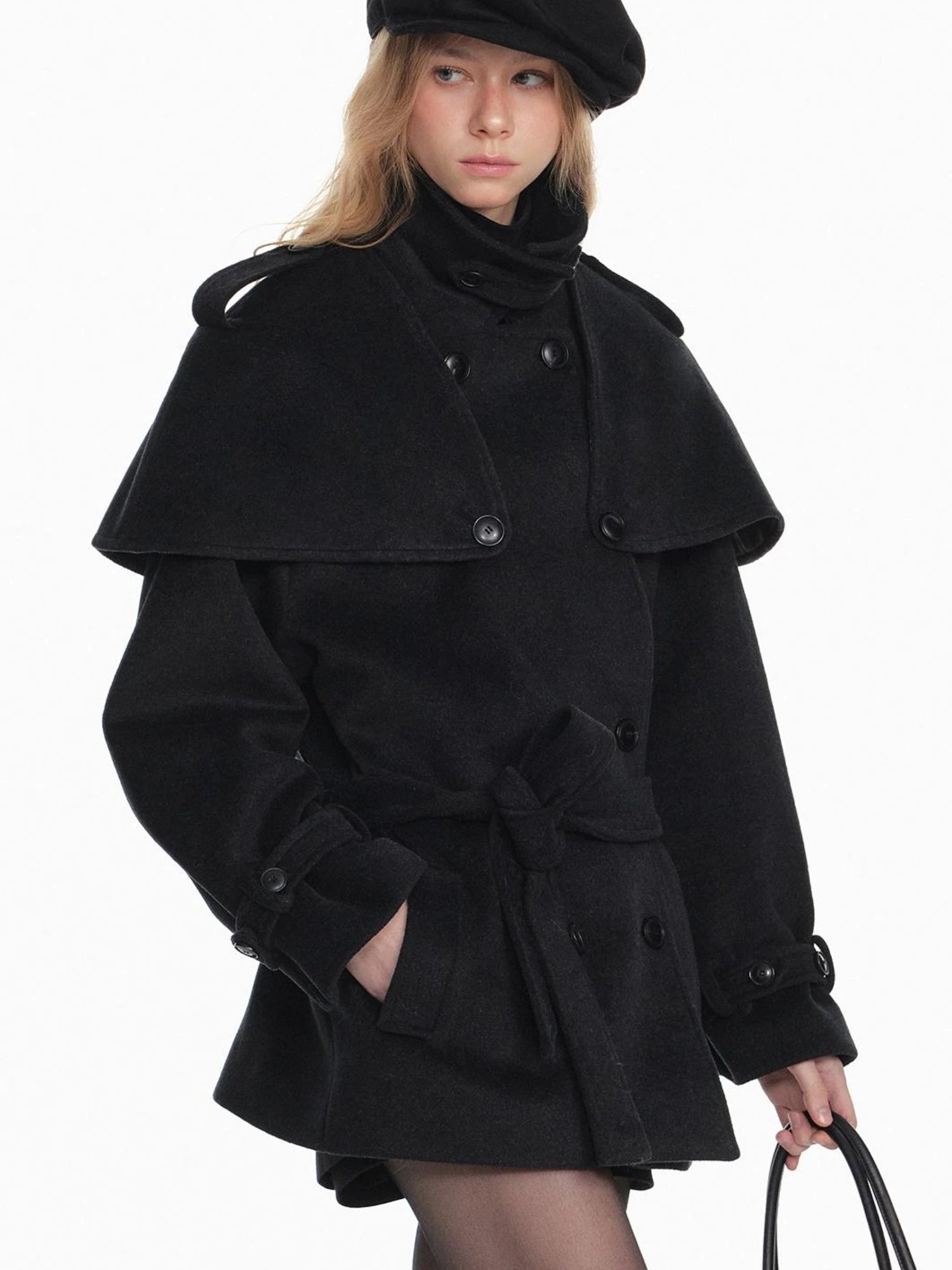 Stylish Black White Octagon Beret For Women Painter Hat