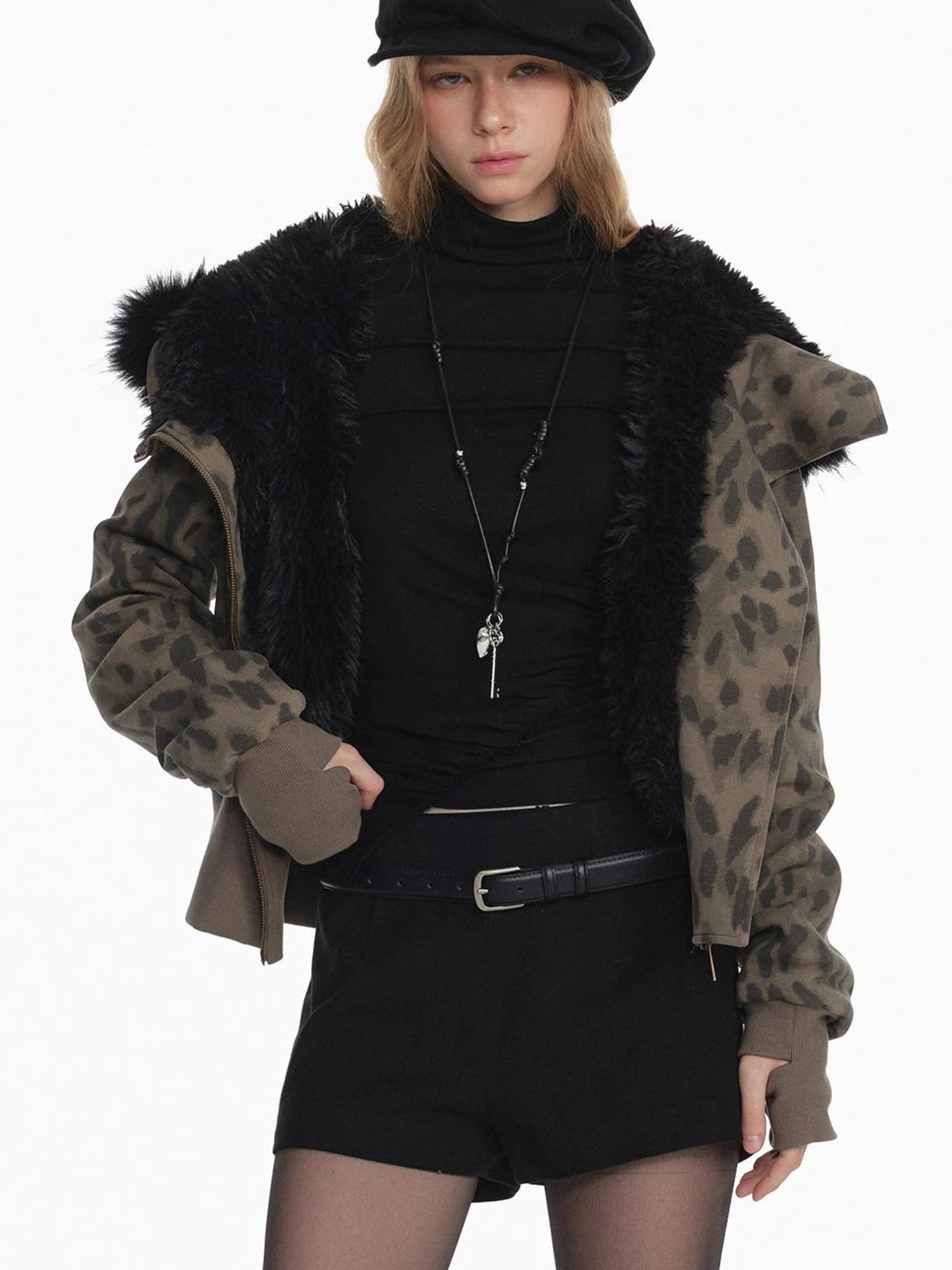 Stylish Black White Octagon Beret For Women Painter Hat