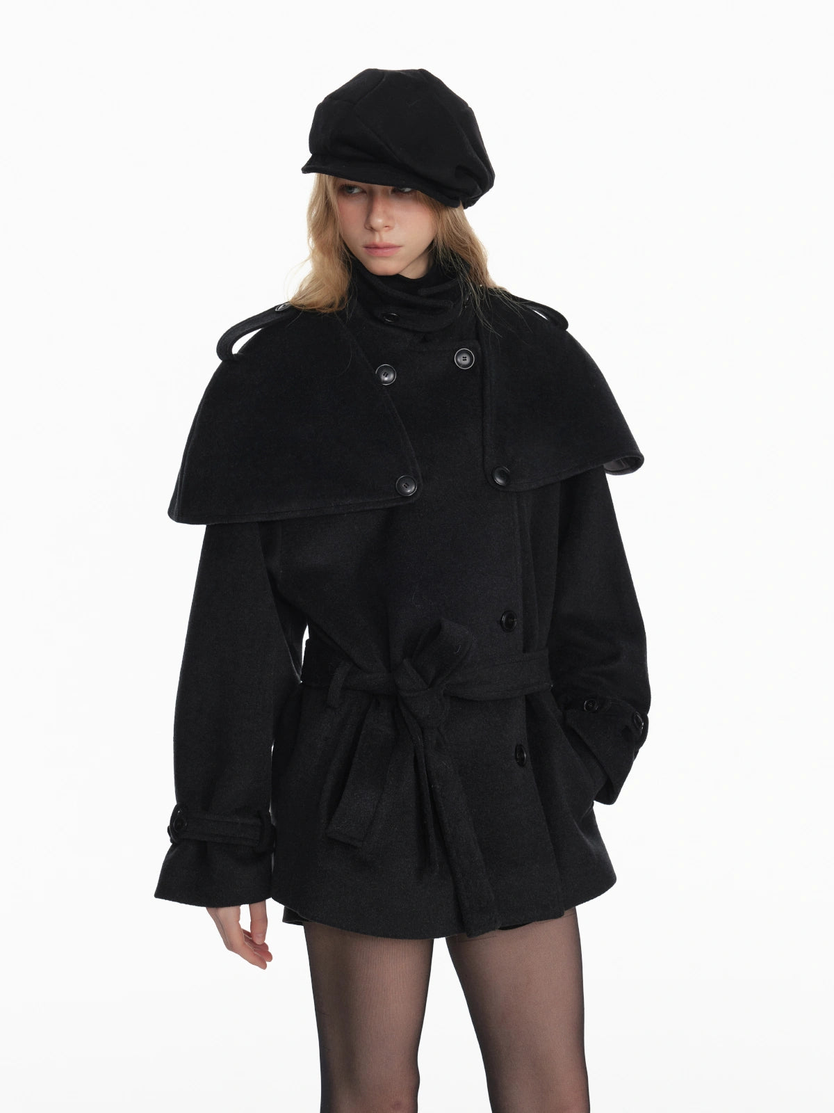 Stylish Black White Octagon Beret For Women Painter Hat