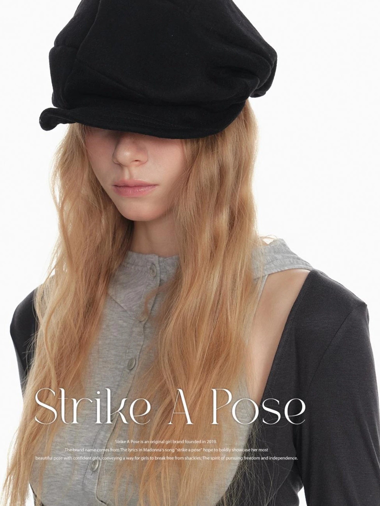 Stylish Black White Octagon Beret For Women Painter Hat