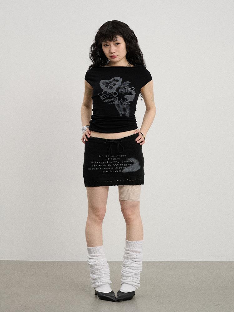 Achihara Summer A-Line Knit Skirts In Black &amp; White Dresses