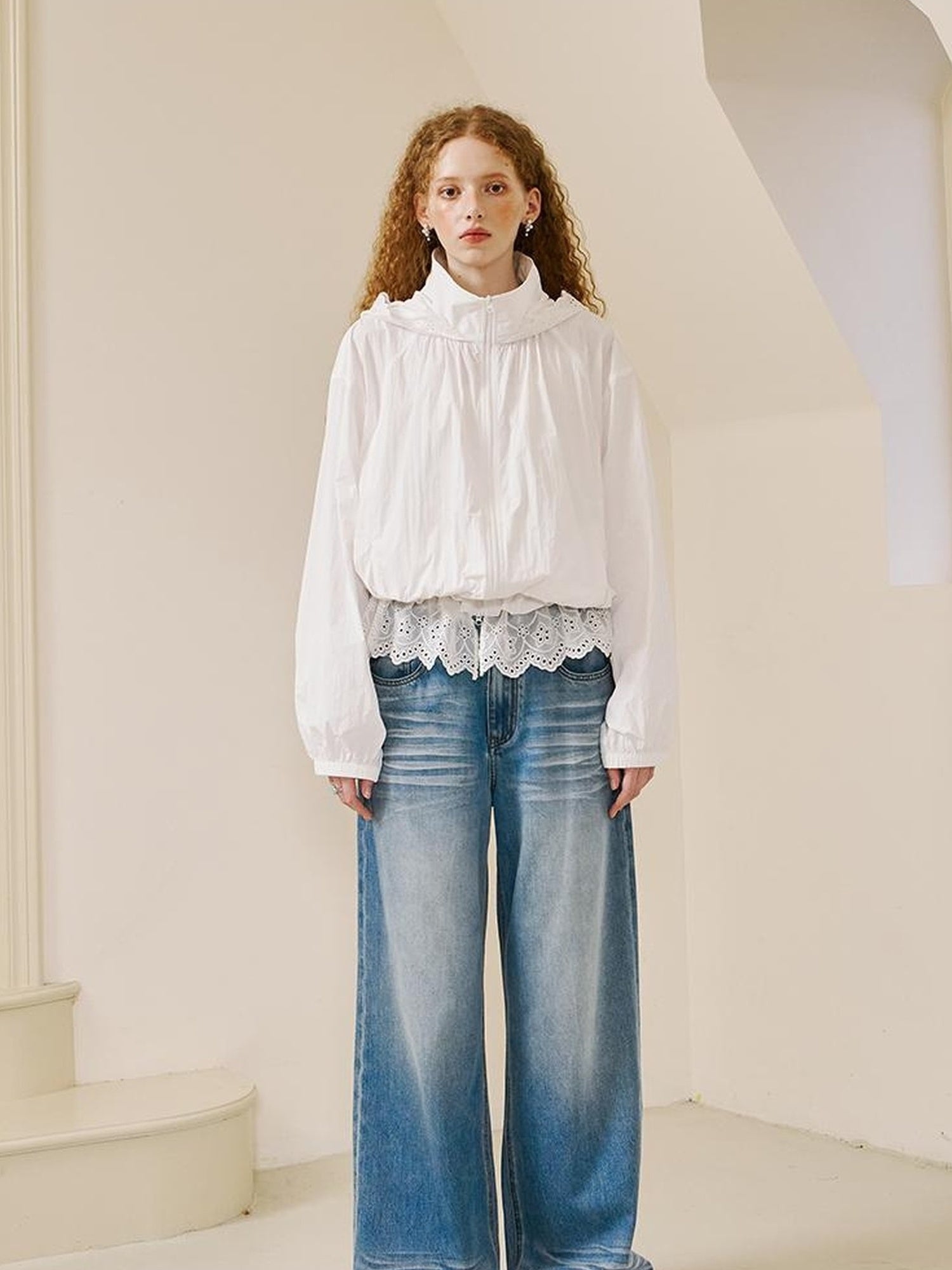 DIDDI MODA Summer Breeze Lace Trim Sun Protection Hoodie Shorts Set